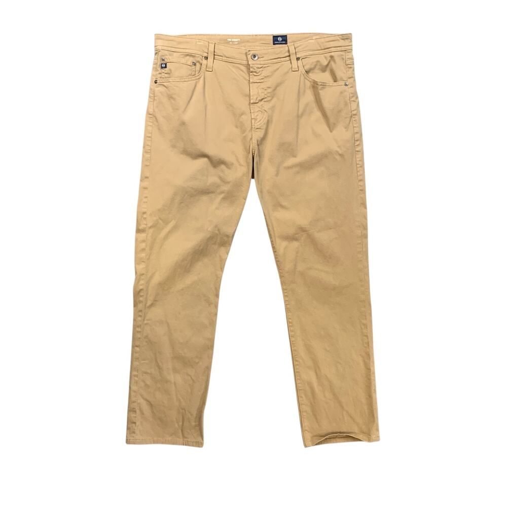 Adriano Goldschmied Pants Mens 38 Wheat The Everett Slim Straight Sateen Cotton